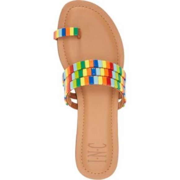 INC Womens Brown Toe-Loop Jaylee Round Toe Block Heel Slip On Slide Sandals 6 M - Picture 3 of 4